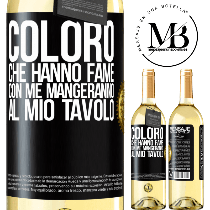 29,95 € Spedizione Gratuita | Vino bianco Edizione WHITE Coloro che hanno fame con me mangeranno al mio tavolo Etichetta Nera. Etichetta personalizzabile Vino giovane Raccogliere 2023 Verdejo