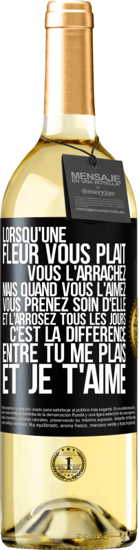 29,95 € | Vin blanc Édition WHITE Lorsqu'une fleur vous plait, vous l'arrachez. Mais quand vous l'aimez vous prenez soin d'elle et l'arrosez tous les jours Étiquette Noire. Étiquette personnalisable Vin jeune Récolte 2025 Verdejo