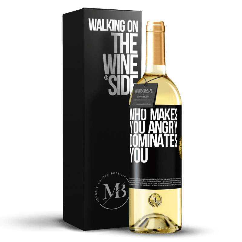 29,95 € Free Shipping | White Wine WHITE Edition Who makes you angry dominates you Black Label. Customizable label Young wine Harvest 2024 Verdejo