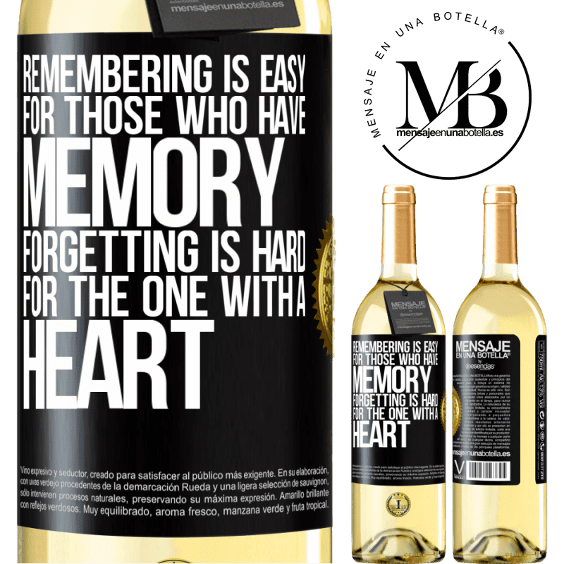 29,95 € Free Shipping | White Wine WHITE Edition Remembering is easy for those who have memory. Forgetting is hard for the one with a heart Black Label. Customizable label Young wine Harvest 2022 Verdejo