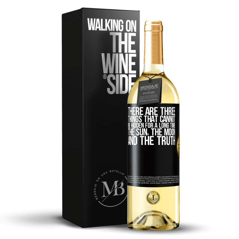 29,95 € Бесплатная доставка | Белое вино Издание WHITE Есть три вещи, которые не могут быть скрыты в течение длительного времени. Солнце, луна и правда Черная метка. Настраиваемая этикетка Молодое вино Урожай 2023 Verdejo