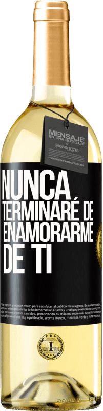 29,95 € Envío gratis | Vino Blanco Edición WHITE Nunca terminaré de enamorarme de ti Etiqueta Negra. Etiqueta personalizable Vino joven Cosecha 2024 Verdejo