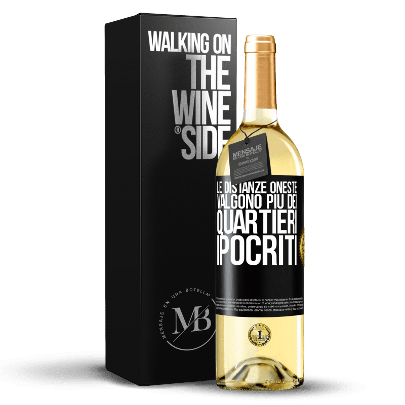 29,95 € Spedizione Gratuita | Vino bianco Edizione WHITE Le distanze oneste valgono più dei quartieri ipocriti Etichetta Nera. Etichetta personalizzabile Vino giovane Raccogliere 2024 Verdejo