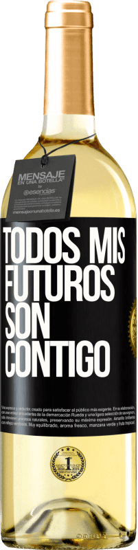 29,95 € Envío gratis | Vino Blanco Edición WHITE Todos mis futuros son contigo Etiqueta Negra. Etiqueta personalizable Vino joven Cosecha 2025 Verdejo