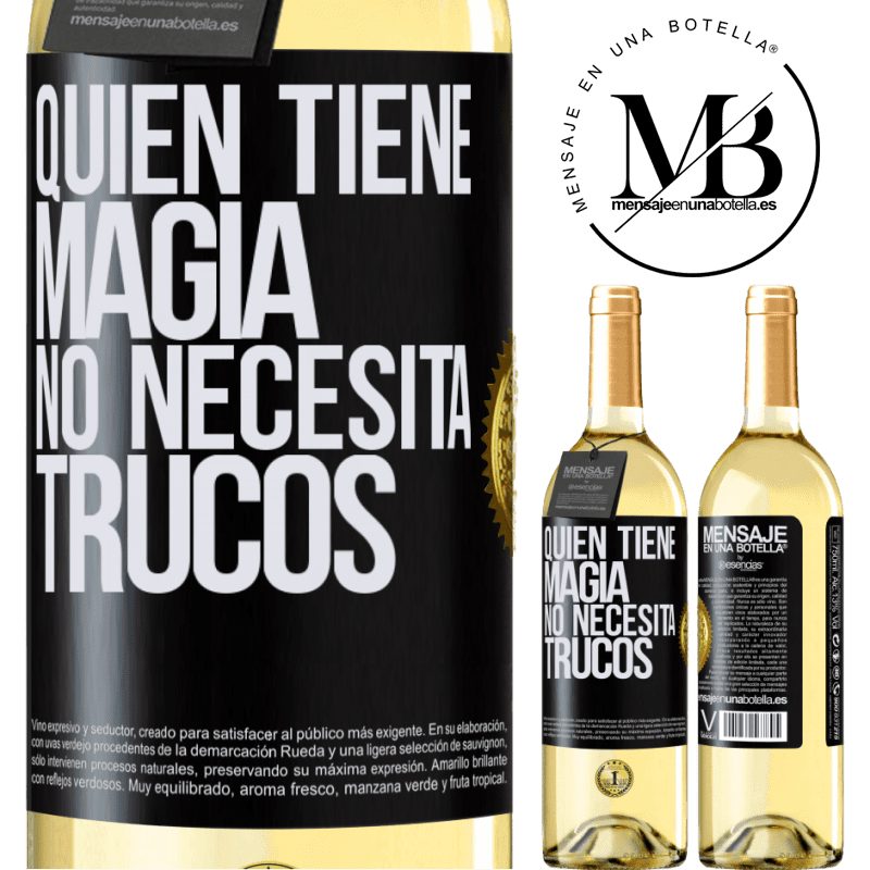 29,95 € Envío gratis | Vino Blanco Edición WHITE Quien tiene magia no necesita trucos Etiqueta Negra. Etiqueta personalizable Vino joven Cosecha 2025 Verdejo