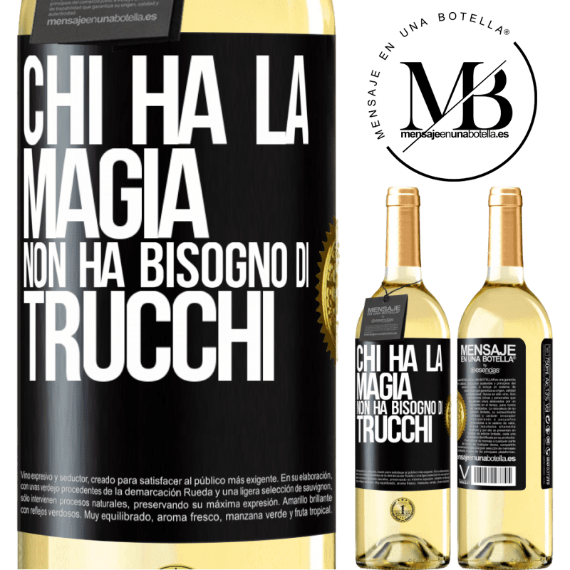 29,95 € Spedizione Gratuita | Vino bianco Edizione WHITE Chi ha la magia non ha bisogno di trucchi Etichetta Nera. Etichetta personalizzabile Vino giovane Raccogliere 2024 Verdejo