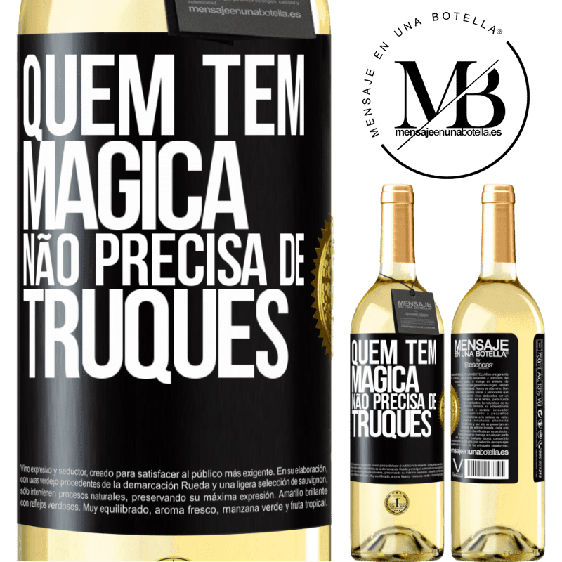 29,95 € Envio grátis | Vinho branco Edição WHITE Quem tem mágica não precisa de truques Etiqueta Preta. Etiqueta personalizável Vinho jovem Colheita 2025 Verdejo