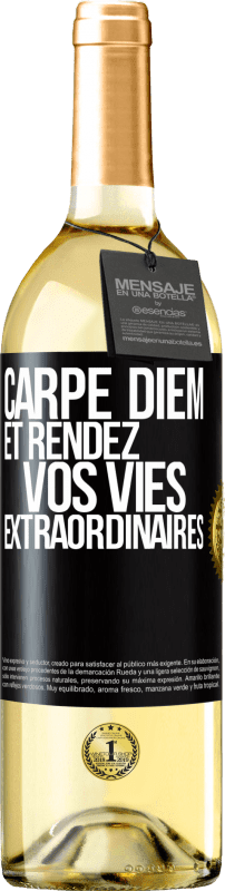 29,95 € Envoi gratuit | Vin blanc Édition WHITE Carpe Diem et rendez vos vies extraordinaires Étiquette Noire. Étiquette personnalisable Vin jeune Récolte 2025 Verdejo