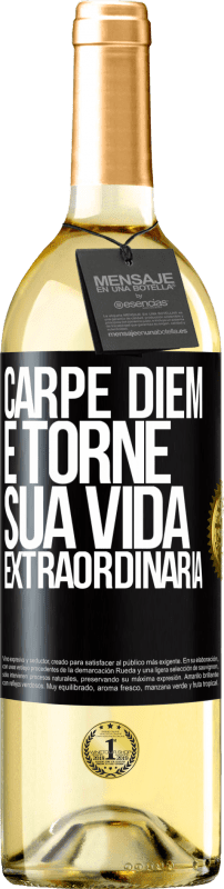 29,95 € | Vinho branco Edição WHITE Carpe Diem e torne sua vida extraordinária Etiqueta Preta. Etiqueta personalizável Vinho jovem Colheita 2024 Verdejo