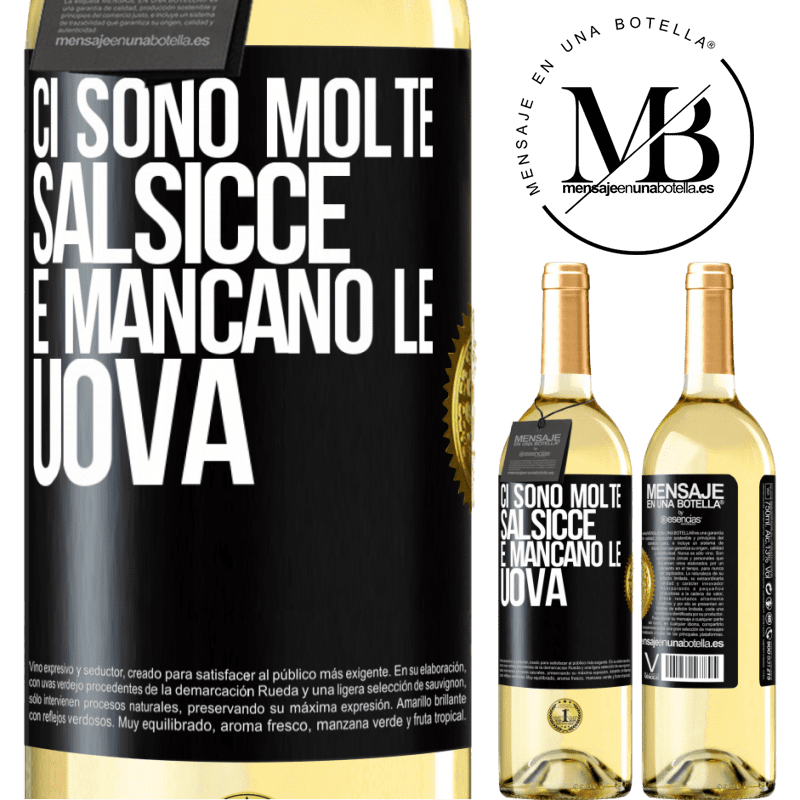 29,95 € Spedizione Gratuita | Vino bianco Edizione WHITE Ci sono molte salsicce e mancano le uova Etichetta Nera. Etichetta personalizzabile Vino giovane Raccogliere 2023 Verdejo