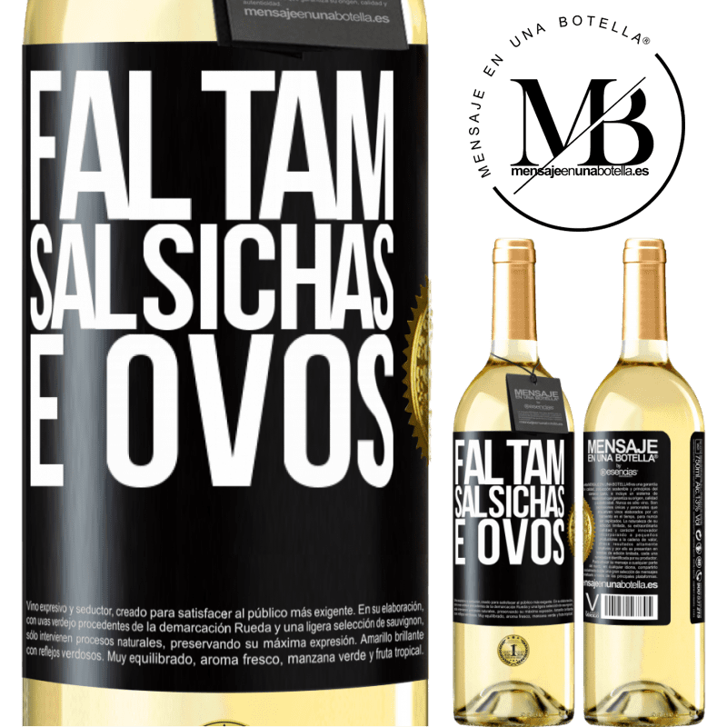 29,95 € Envio grátis | Vinho branco Edição WHITE Faltam salsichas e ovos Etiqueta Preta. Etiqueta personalizável Vinho jovem Colheita 2023 Verdejo