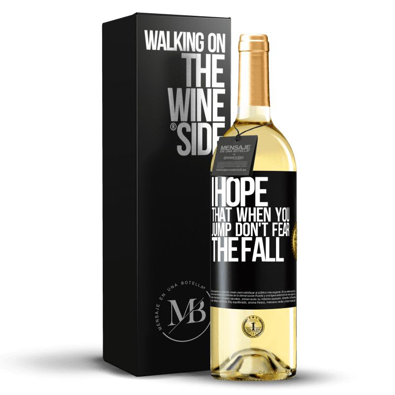 29,95 € 送料無料 | 白ワイン WHITEエディション あなたがジャンプするとき、秋を恐れないでください ブラックラベル. カスタマイズ可能なラベル 若いワイン 収穫 2023 Verdejo