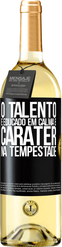 29,95 € | Vinho branco Edição WHITE O talento é educado em calma e caráter na tempestade Etiqueta Preta. Etiqueta personalizável Vinho jovem Colheita 2024 Verdejo