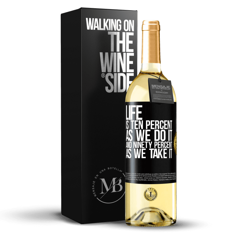 29,95 € Бесплатная доставка | Белое вино Издание WHITE Жизнь - это десять процентов, как мы это делаем, и девяносто процентов, как мы это делаем Черная метка. Настраиваемая этикетка Молодое вино Урожай 2023 Verdejo