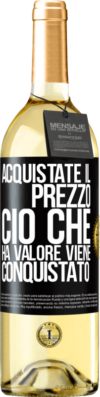 29,95 € | Vino bianco Edizione WHITE Acquistate il prezzo. Ciò che ha valore viene conquistato Etichetta Nera. Etichetta personalizzabile Vino giovane Raccogliere 2024 Verdejo