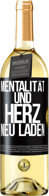 29,95 € Kostenloser Versand | Weißwein WHITE Ausgabe Mentalität und Herz neu laden Schwarzes Etikett. Anpassbares Etikett Junger Wein Ernte 2023 Verdejo