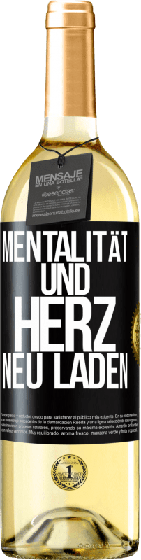 29,95 € | Weißwein WHITE Ausgabe Mentalität und Herz neu laden Schwarzes Etikett. Anpassbares Etikett Junger Wein Ernte 2024 Verdejo