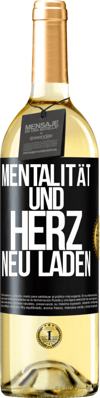 29,95 € | Weißwein WHITE Ausgabe Mentalität und Herz neu laden Schwarzes Etikett. Anpassbares Etikett Junger Wein Ernte 2025 Verdejo