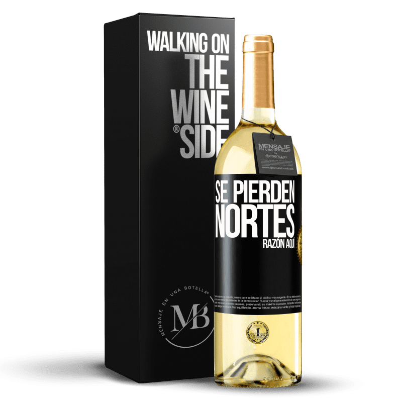 29,95 € Envío gratis | Vino Blanco Edición WHITE Se pierden nortes. Razón aquí Etiqueta Negra. Etiqueta personalizable Vino joven Cosecha 2025 Verdejo