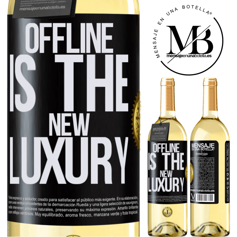 29,95 € Envoi gratuit | Vin blanc Édition WHITE Offline is the new luxury Étiquette Noire. Étiquette personnalisable Vin jeune Récolte 2022 Verdejo