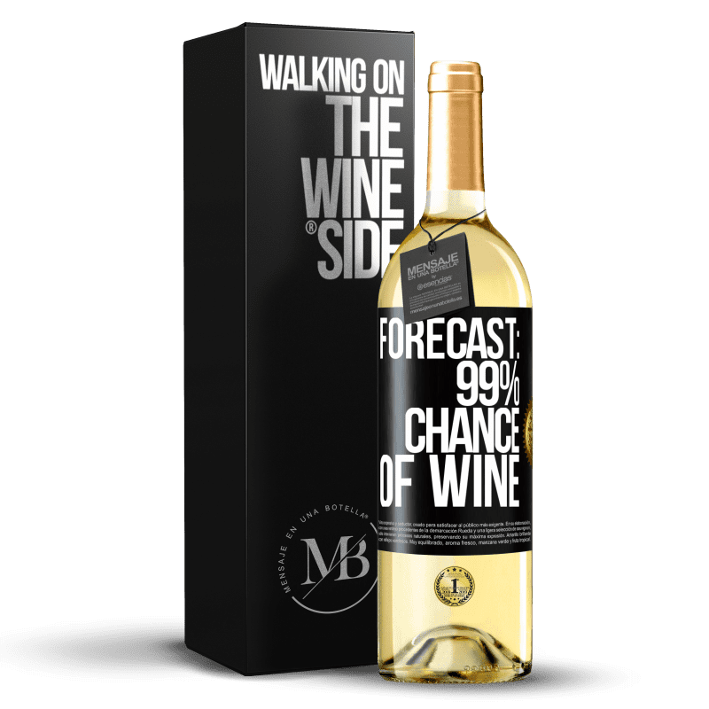 29,95 € Бесплатная доставка | Белое вино Издание WHITE Прогноз: вероятность вина 99% Черная метка. Настраиваемая этикетка Молодое вино Урожай 2023 Verdejo