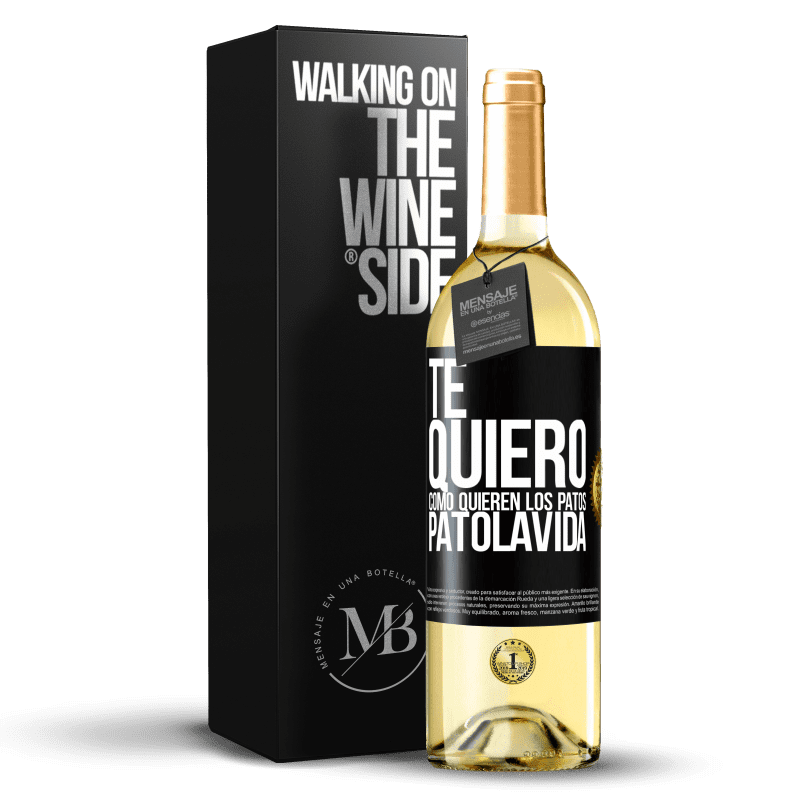 29,95 € Envio grátis | Vinho branco Edição WHITE TE QUIERO, como quieren los patos. PATOLAVIDA Etiqueta Preta. Etiqueta personalizável Vinho jovem Colheita 2024 Verdejo