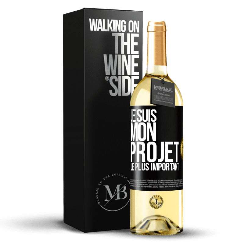 29,95 € Envoi gratuit | Vin blanc Édition WHITE Je suis mon projet le plus important Étiquette Noire. Étiquette personnalisable Vin jeune Récolte 2024 Verdejo