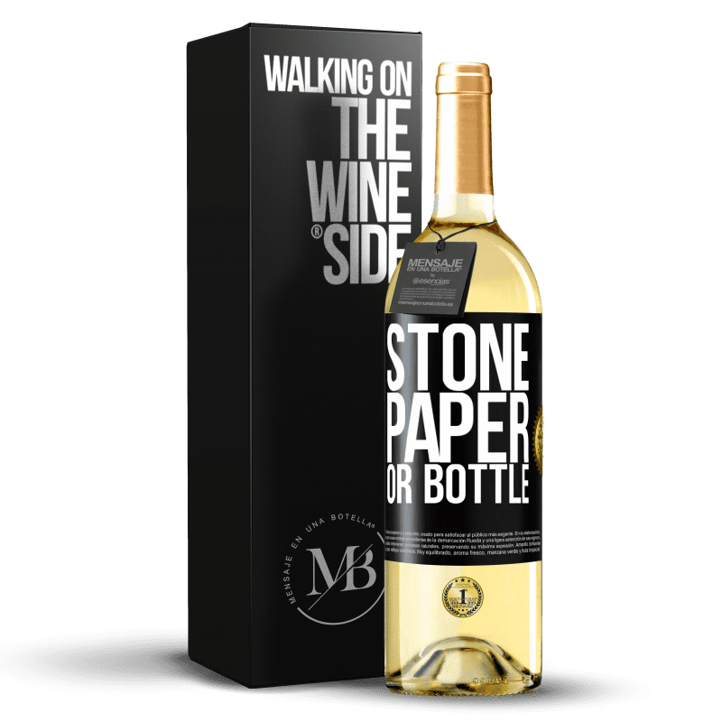 29,95 € 免费送货 | 白葡萄酒 WHITE版 石头，纸或瓶子 黑标. 可自定义的标签 青年酒 收成 2023 Verdejo