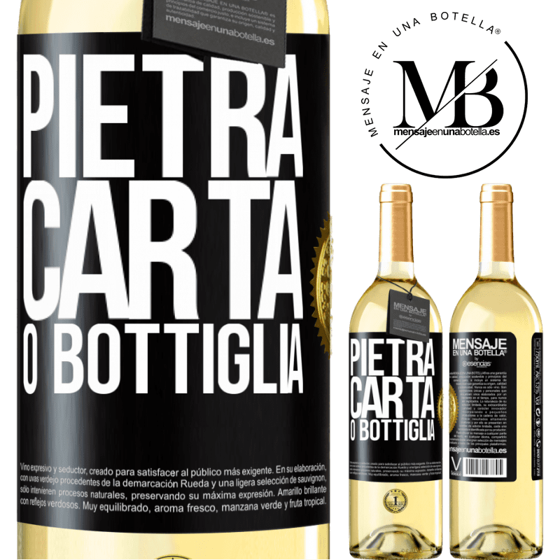 29,95 € Spedizione Gratuita | Vino bianco Edizione WHITE Pietra, carta o bottiglia Etichetta Nera. Etichetta personalizzabile Vino giovane Raccogliere 2025 Verdejo
