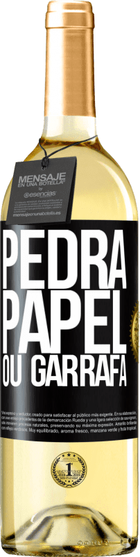 29,95 € Envio grátis | Vinho branco Edição WHITE Pedra, papel ou garrafa Etiqueta Preta. Etiqueta personalizável Vinho jovem Colheita 2024 Verdejo