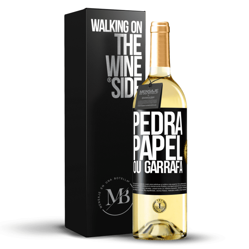 29,95 € Envio grátis | Vinho branco Edição WHITE Pedra, papel ou garrafa Etiqueta Preta. Etiqueta personalizável Vinho jovem Colheita 2024 Verdejo