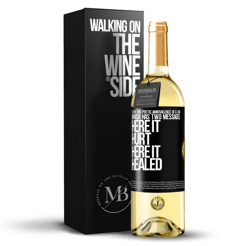 29,95 € Free Shipping | White Wine WHITE Edition I love the poetic ambivalence of a scar, which has two messages: here it hurt, here it healed Black Label. Customizable label Young wine Harvest 2023 Verdejo