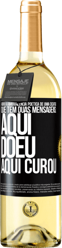 29,95 € | Vinho branco Edição WHITE Adoro a ambivalência poética de uma cicatriz, que tem duas mensagens: aqui doeu, aqui curou Etiqueta Preta. Etiqueta personalizável Vinho jovem Colheita 2024 Verdejo