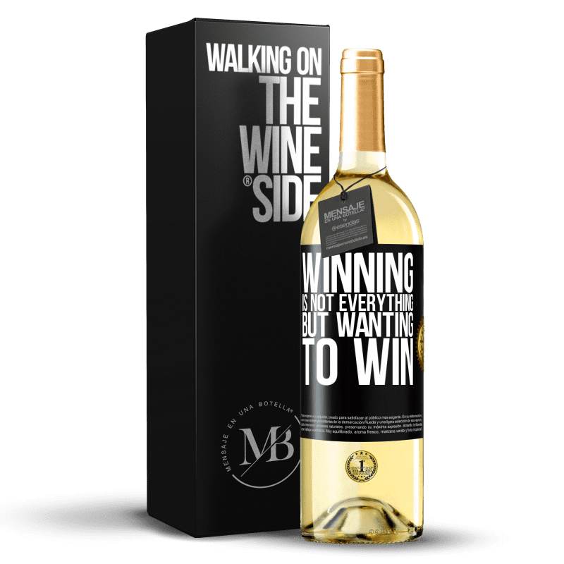 29,95 € Бесплатная доставка | Белое вино Издание WHITE Победа - это еще не все, но желание выиграть Черная метка. Настраиваемая этикетка Молодое вино Урожай 2023 Verdejo