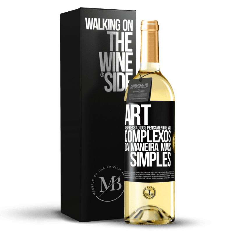 29,95 € Envio grátis | Vinho branco Edição WHITE ART A expressão dos pensamentos mais complexos da maneira mais simples Etiqueta Preta. Etiqueta personalizável Vinho jovem Colheita 2025 Verdejo