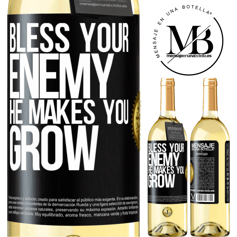 29,95 € Free Shipping | White Wine WHITE Edition Bless your enemy. He makes you grow Black Label. Customizable label Young wine Harvest 2022 Verdejo
