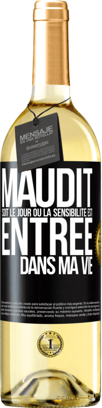29,95 € Envoi gratuit | Vin blanc Édition WHITE Maudit soit le jour où la sensibilité est entrée dans ma vie Étiquette Noire. Étiquette personnalisable Vin jeune Récolte 2025 Verdejo