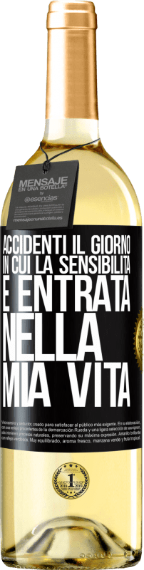 29,95 € Spedizione Gratuita | Vino bianco Edizione WHITE Accidenti il giorno in cui la sensibilità è entrata nella mia vita Etichetta Nera. Etichetta personalizzabile Vino giovane Raccogliere 2025 Verdejo