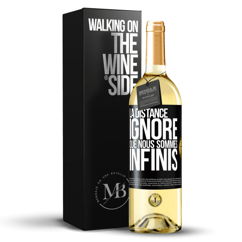 29,95 € Envoi gratuit | Vin blanc Édition WHITE La distance ignore que nous sommes infinis Étiquette Noire. Étiquette personnalisable Vin jeune Récolte 2024 Verdejo