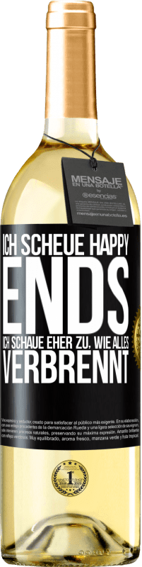 29,95 € | Weißwein WHITE Ausgabe Ich scheue Happy Ends, ich schaue eher zu, wie alles verbrennt Schwarzes Etikett. Anpassbares Etikett Junger Wein Ernte 2023 Verdejo
