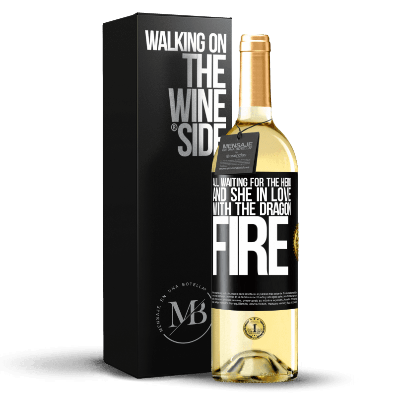 29,95 € Free Shipping | White Wine WHITE Edition All waiting for the hero and she in love with the dragon fire Black Label. Customizable label Young wine Harvest 2023 Verdejo