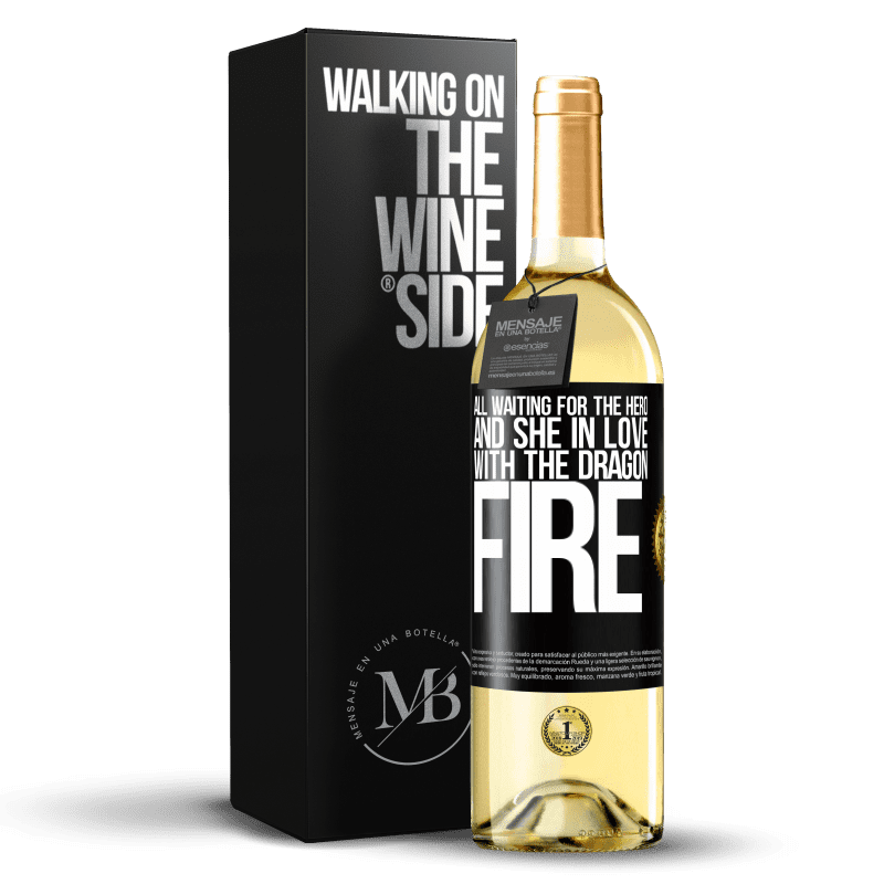 29,95 € Free Shipping | White Wine WHITE Edition All waiting for the hero and she in love with the dragon fire Black Label. Customizable label Young wine Harvest 2024 Verdejo