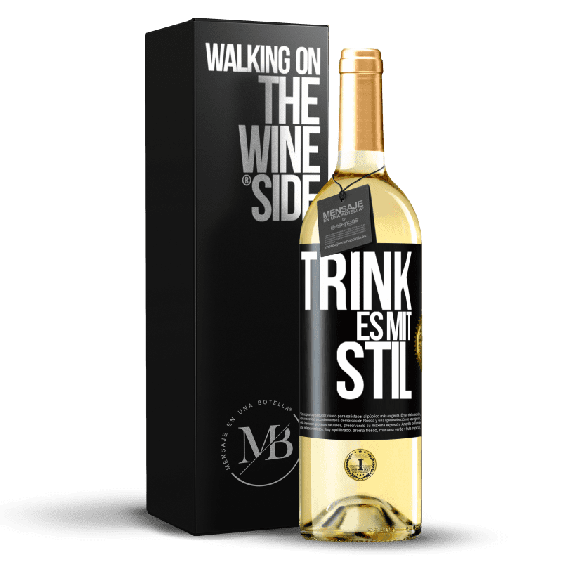 29,95 € Kostenloser Versand | Weißwein WHITE Ausgabe Trink es mit Stil Schwarzes Etikett. Anpassbares Etikett Junger Wein Ernte 2023 Verdejo