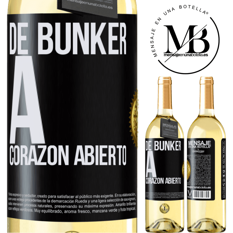 29,95 € Envoi gratuit | Vin blanc Édition WHITE Du bunker au cœur ouvert Étiquette Noire. Étiquette personnalisable Vin jeune Récolte 2022 Verdejo