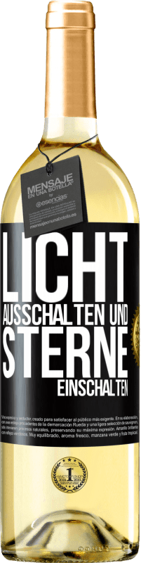 Kostenloser Versand | Weißwein WHITE Ausgabe Licht ausschalten und Sterne einschalten Schwarzes Etikett. Anpassbares Etikett Junger Wein Ernte 2023 Verdejo