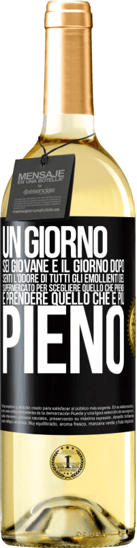 29,95 € | Vino bianco Edizione WHITE Un giorno sei giovane e il giorno dopo, senti l'odore di tutti gli emollienti del supermercato per scegliere quello che Etichetta Nera. Etichetta personalizzabile Vino giovane Raccogliere 2024 Verdejo