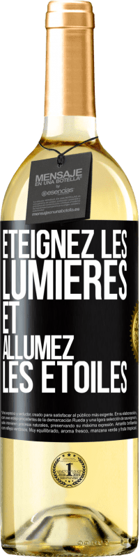 29,95 € | Vin blanc Édition WHITE Éteignez les lumières et allumez les étoiles Étiquette Noire. Étiquette personnalisable Vin jeune Récolte 2024 Verdejo