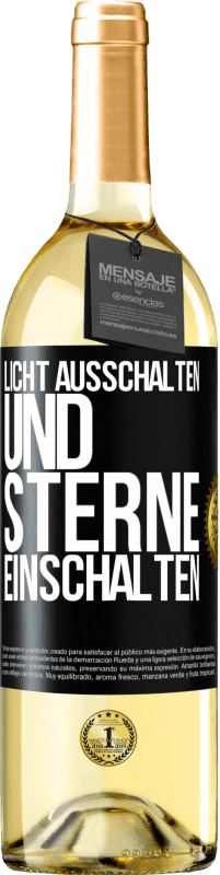 29,95 € Kostenloser Versand | Weißwein WHITE Ausgabe Licht ausschalten und Sterne einschalten Schwarzes Etikett. Anpassbares Etikett Junger Wein Ernte 2024 Verdejo