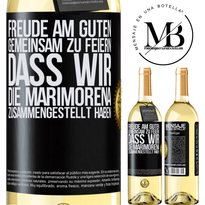 29,95 € Kostenloser Versand | Weißwein WHITE Ausgabe Freude am Guten, gemeinsam zu feiern, dass wir die Marimorena zusammengestellt haben Schwarzes Etikett. Anpassbares Etikett Junger Wein Ernte 2023 Verdejo