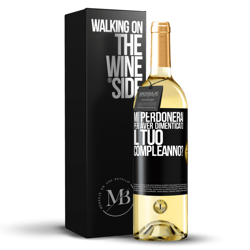 29,95 € Spedizione Gratuita | Vino bianco Edizione WHITE Mi perdonerai per aver dimenticato il tuo compleanno? Etichetta Nera. Etichetta personalizzabile Vino giovane Raccogliere 2024 Verdejo